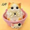Slow Rebound Sensory Toys Cat Stress Relief Toy with Basket & Accessories Simulated Kitten Animal Squeeze Toy Soft Stretchy Fidget for Desk