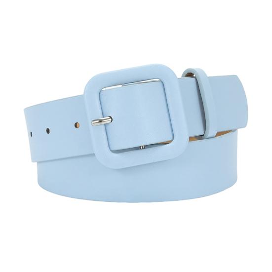 Женский ремень с несколькими отверстиями, регулируемая длина, квадратная пряжка, пояс из искусственной кожи, джинсовые платья, ремень ярких цветов