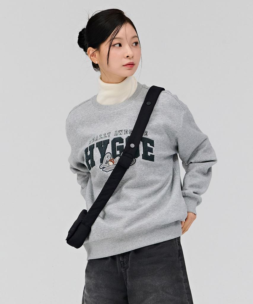 CHASECULT Unisex Character Boucle Embroidered Brushed Fleece Sweatshirt - Gray