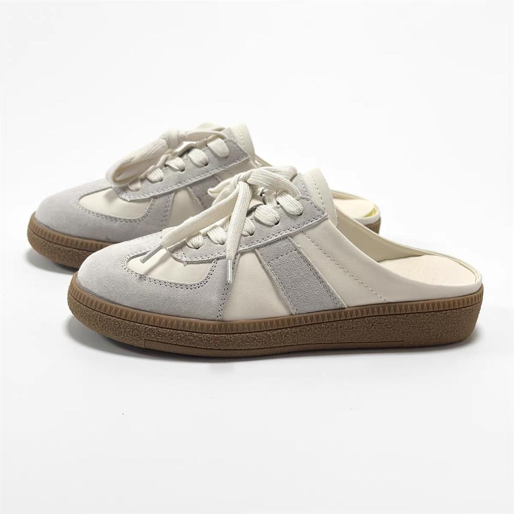 Женские тапочки весна лето мода женские полутапочки Баотоу одежда молодежные девушки новый стиль маффин шнуровка повседневные парусиновые шлепанцы