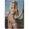 Bhnlkoo Винтажная металлическая жестяная табличка 2D Ретро Девушка в бикини Настенное искусство для мужской пещеры Бар Гаражный декор