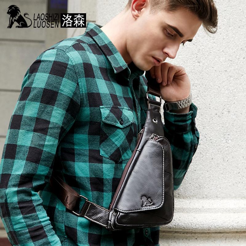LAOSHIZI Мужские нагрудные сумки из натуральной кожи, сумка через плечо, треугольная сумка через плечо, Blosa, телефон, маленькая Mochila, деловая поездка