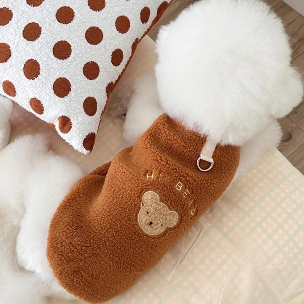 with D-Ring Pet Jacket Bear Print Pug Teddy Coat Fashion Dog Vest  Chihuahua Outfits