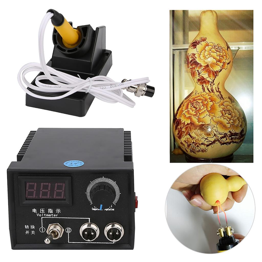 LH40-SA802 Digital Pyrography Machine Dual Port with Burning Pen Kit Wooden Craft ToolUK 220-240V