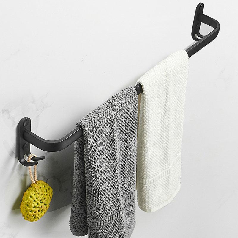 Вешалка для полотенец настенная 30-50 см вешалка для полотенец для ванной комнаты алюминиевая черная вешалка для полотенец матовый черный держатель для полотенец с наклейкой