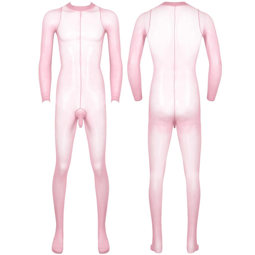 Men's Sheer Mesh Full Body Stockings Pantyhose Stretchy Footed Tights Leggings Bodysuit