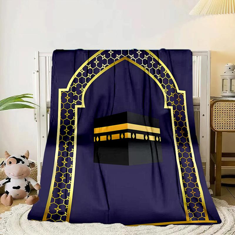 Golden Mosque Silhouette Blanket Flannel Blanket for bed, sofa, Camping, Hiking, Picnic Essentials, gift for family Fan gifts