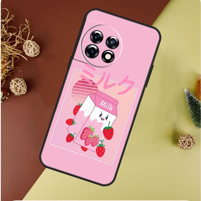 Милый Клубничный Молочный Чехол для Телефона OnePlus 13 12 11 12R 13R 9 10 Pro 8T 9RT 10T 10R Nord 4 CE 2 3 Lite N20 N30