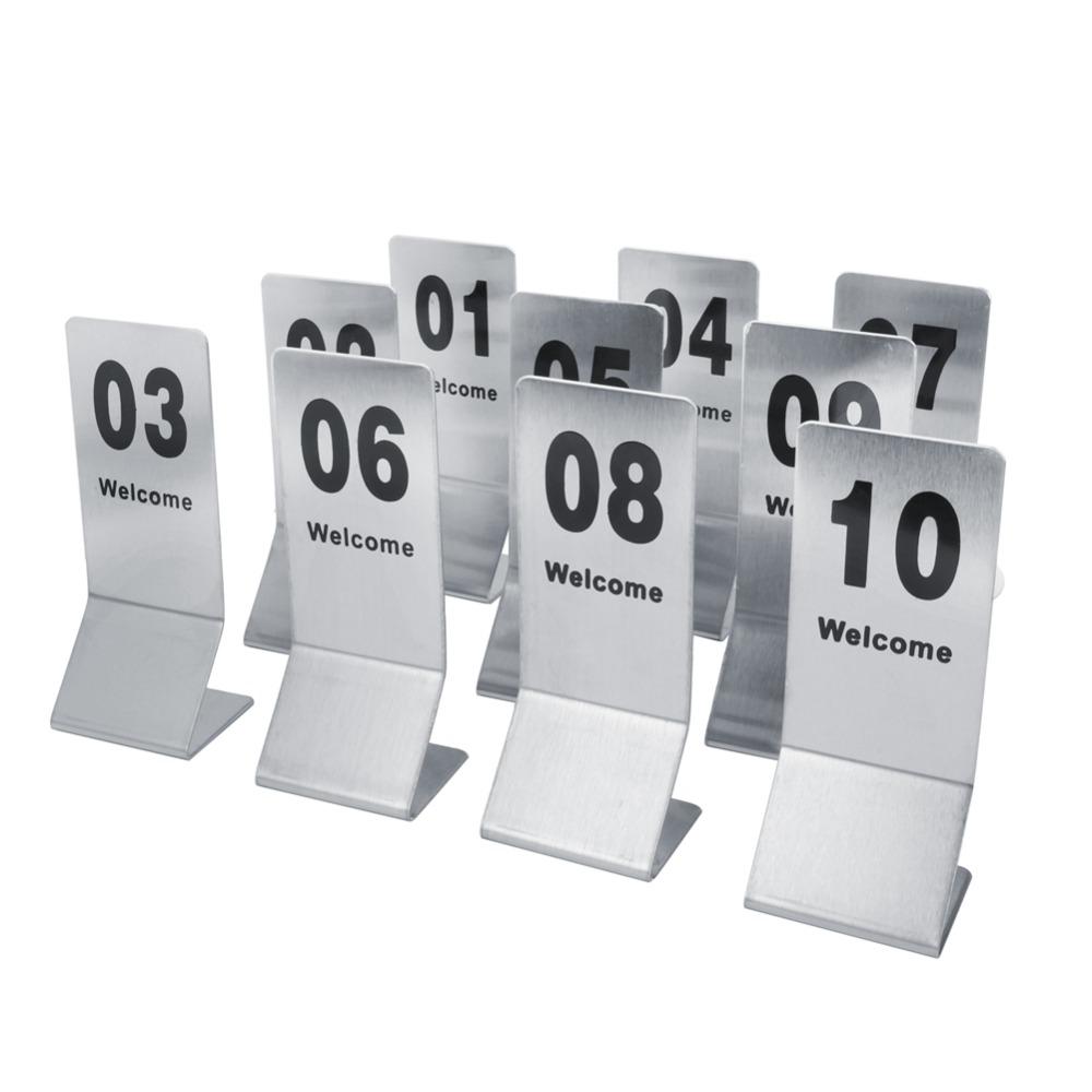 10pcs Stainless Steel Table Number Props Silver Table Cards Table Number Signs Reception Seating