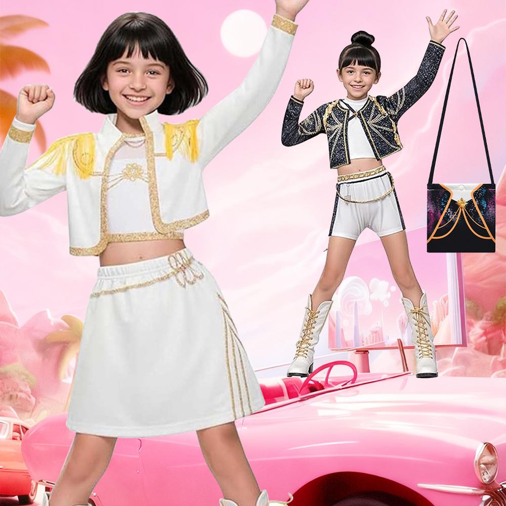 Девочки Дети Руми K-Pop Охотник на демонов Косплей Детский Черный Золотой Костюм Детская Маскировка Выступление Ролевая Игра Униформа Хэллоуин