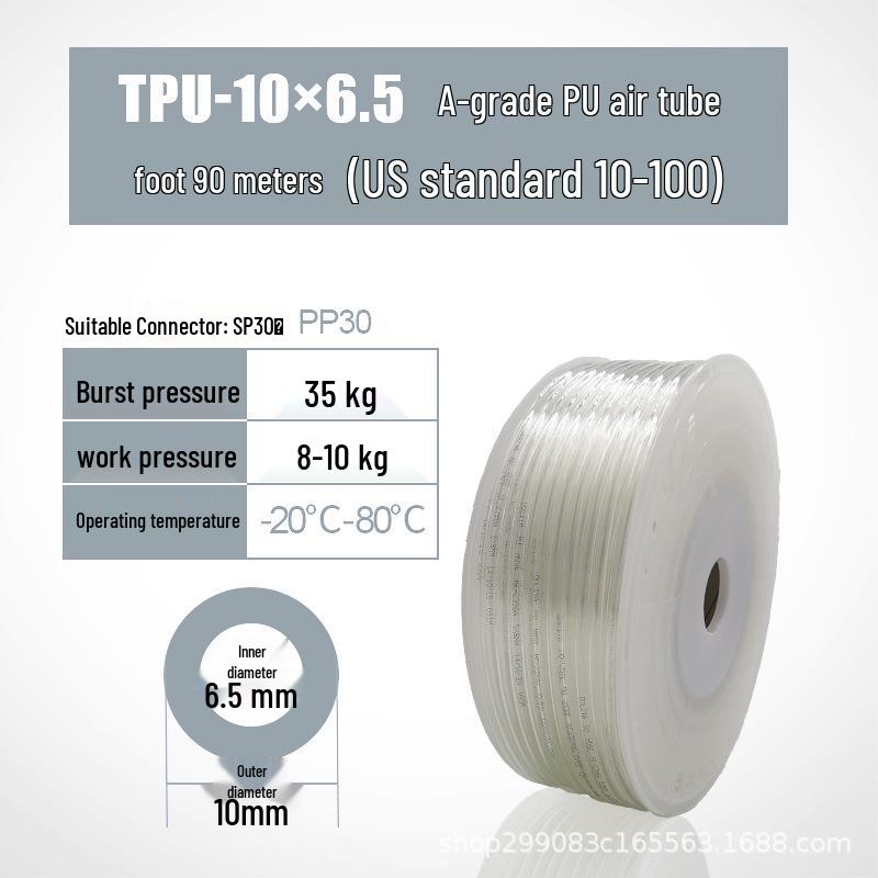 High-Pressure Transparent Explosion-Proof PU Pneumatic Air Hose for Compressor/Pump - Sizes 8*5, 10*6.5, 12, 14, 16