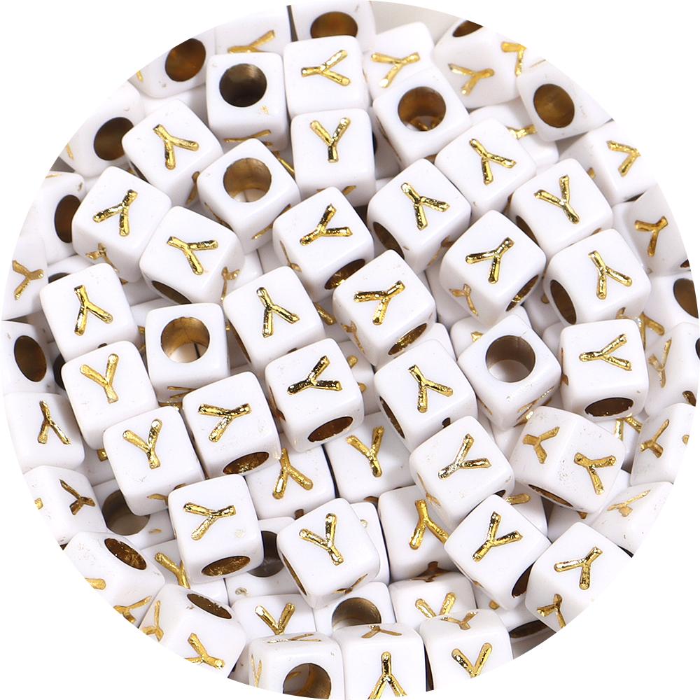 100pcs/lot 4.5 6mm Gold Letter Acrylic Square Beads Large Hole Loose Alphabet Beads For DIY Craft Bracelet Earrings Accessories