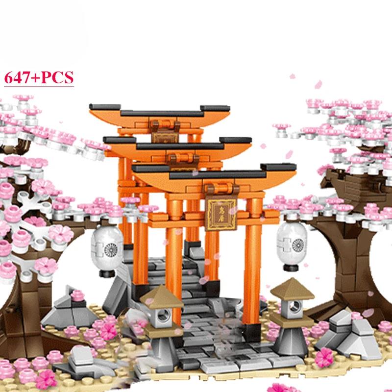 Sakura Street View Blocks City Cherry Blossom Japanese Sakura Tree Diy Model Building Children Toys