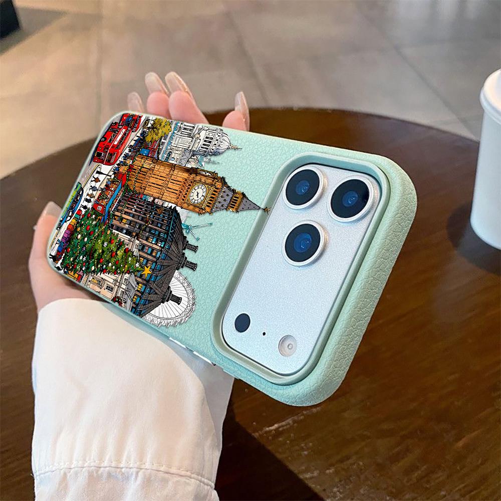 Ins Мультяшный Рождественский Стиль Чехол Для Телефона Для iPhone 17 16 Pro Max 15 14 13 12 11 Pro Max 16 Plus Уличный Пейзаж Чехлы Для Телефона