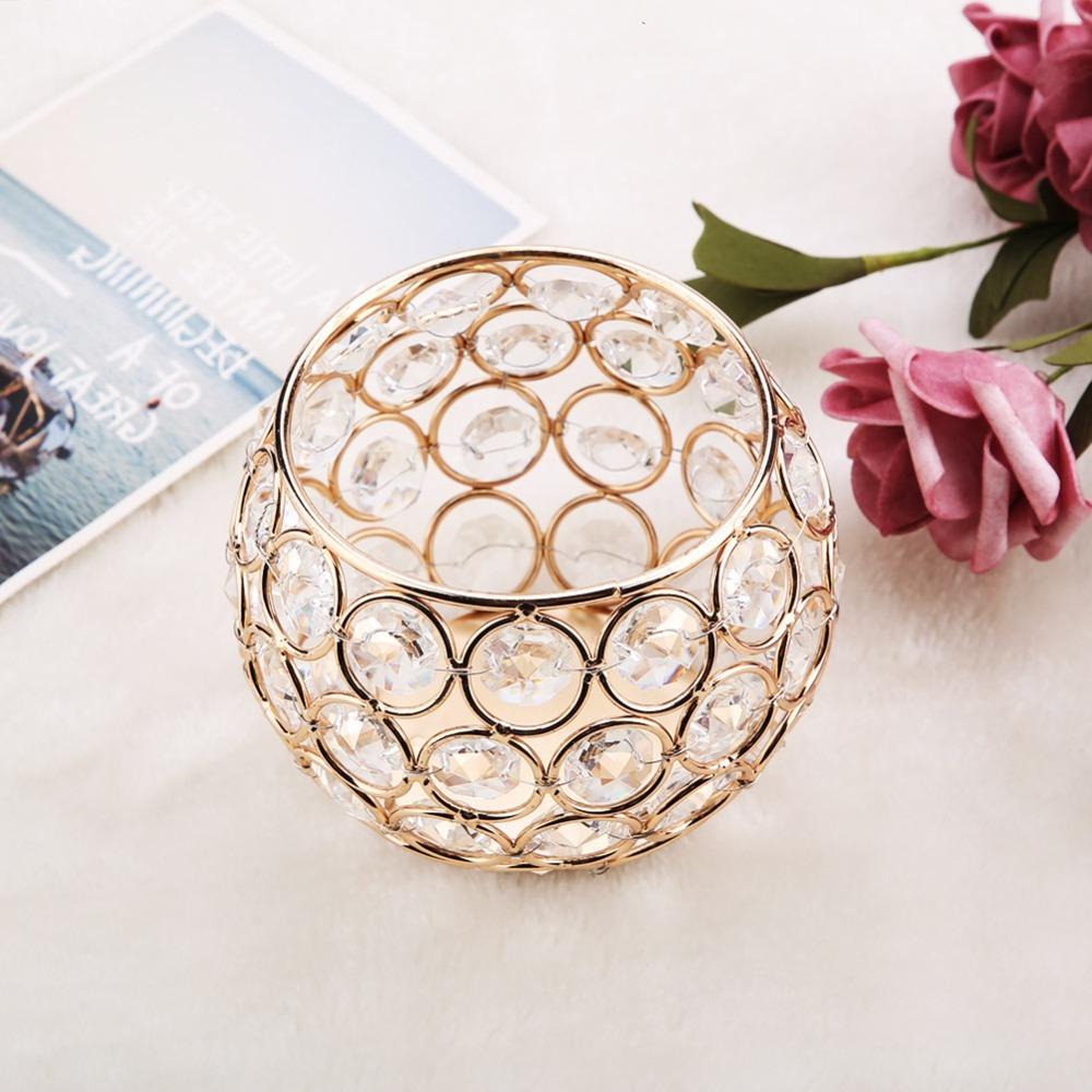 Beads Crystal Candle Holder Silver Tealight Candle Holder Bowl Candle Holder Table Decor