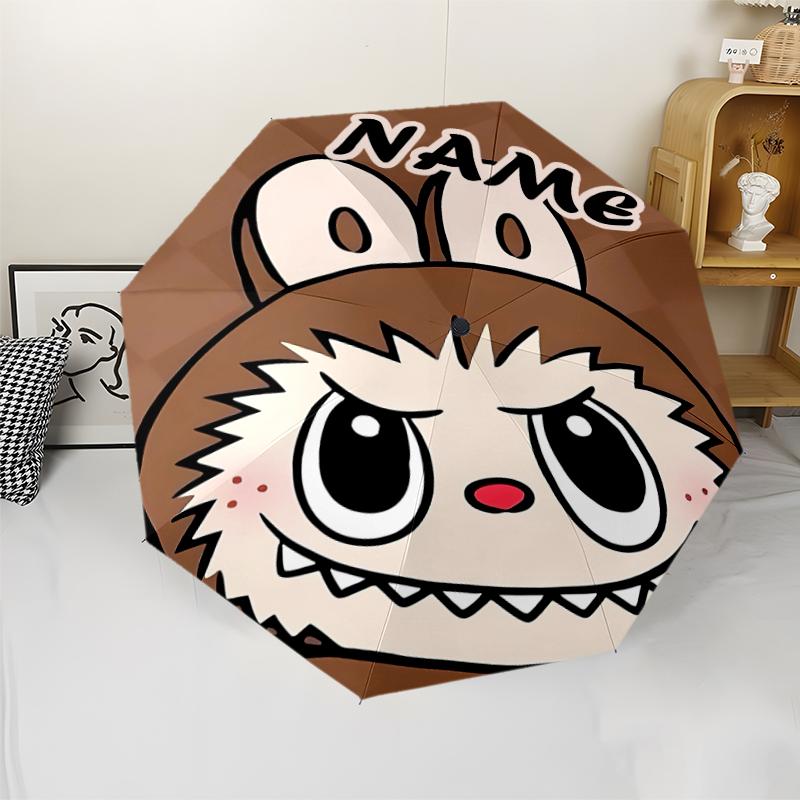 Personalized Name L-Labubu Print Umbrella - Automatic Open/Close, Eight-Rib Durable Frame, Automatic Folding Umbrella