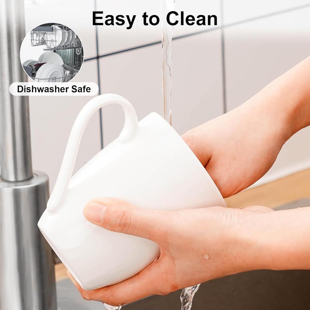 2 шт. Кофейная кружка из костяного фарфора 370 мл Керамическая чайная чашка Белые кофейные кружки для латте, чая, капучино, какао - Можно использовать в микроволновой печи