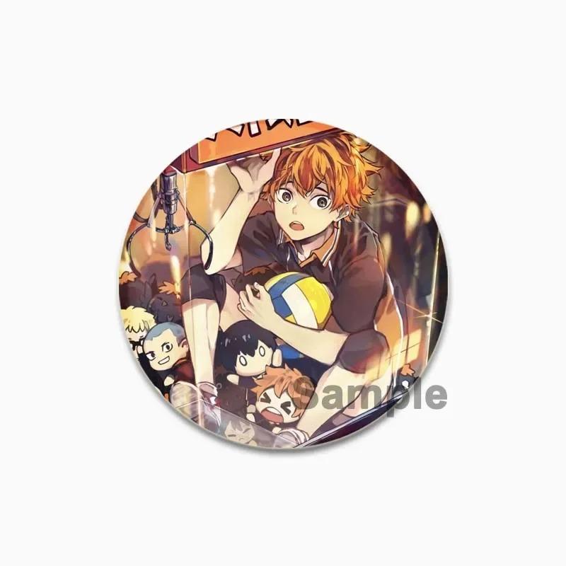 32/44/58 мм значок волейбола в стиле аниме, жесть ручной работы, круглая брошь, булавки для одежды, шляпа, рюкзак, аксессуары, ювелирные изделия