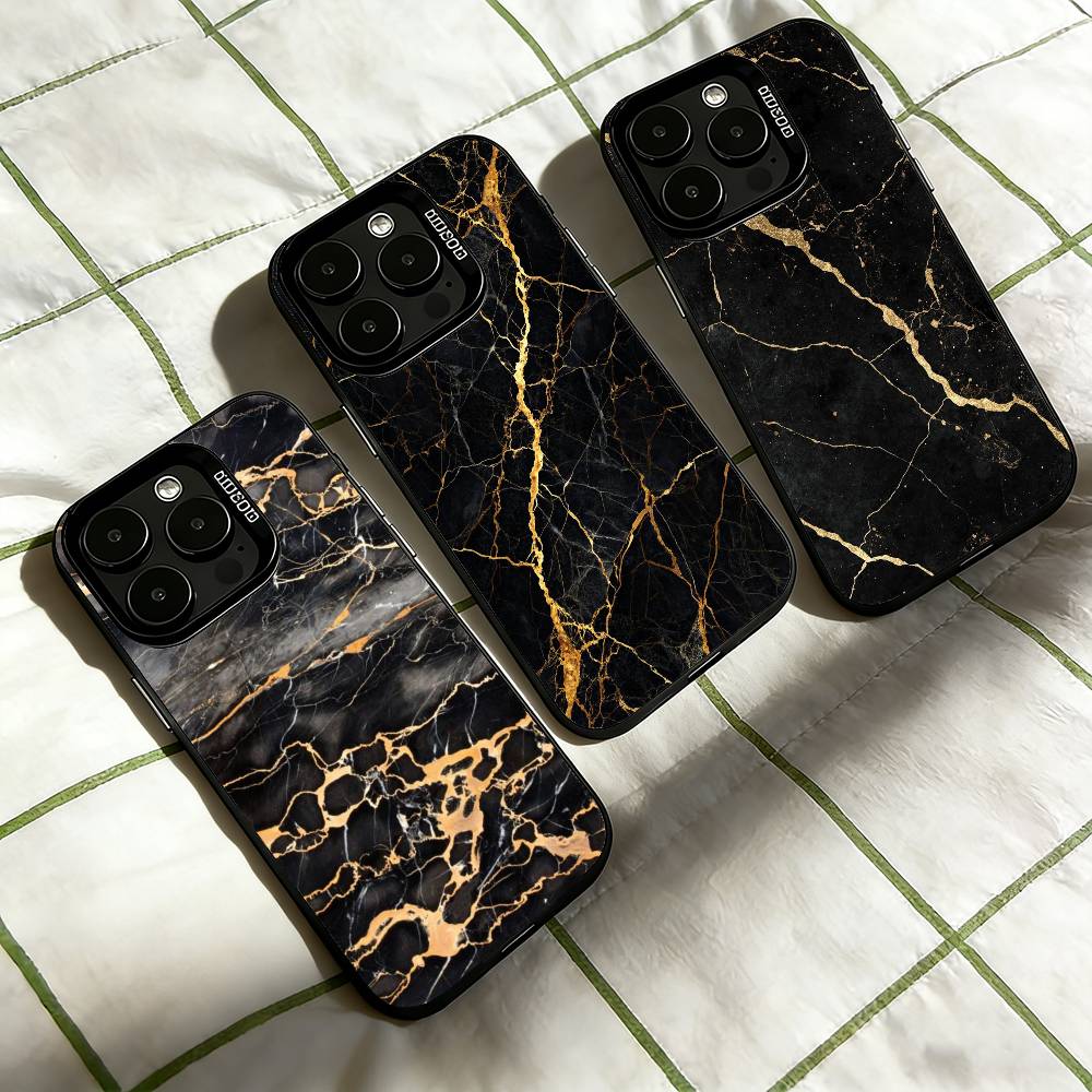 B-Черный Золотой Мрамор A-Арт Чехол для Телефона Для iPhone 17,16,15,14,13,12,11 Plus,Pro Max,XS,Цветной Посеребренный Внутренний Чехол