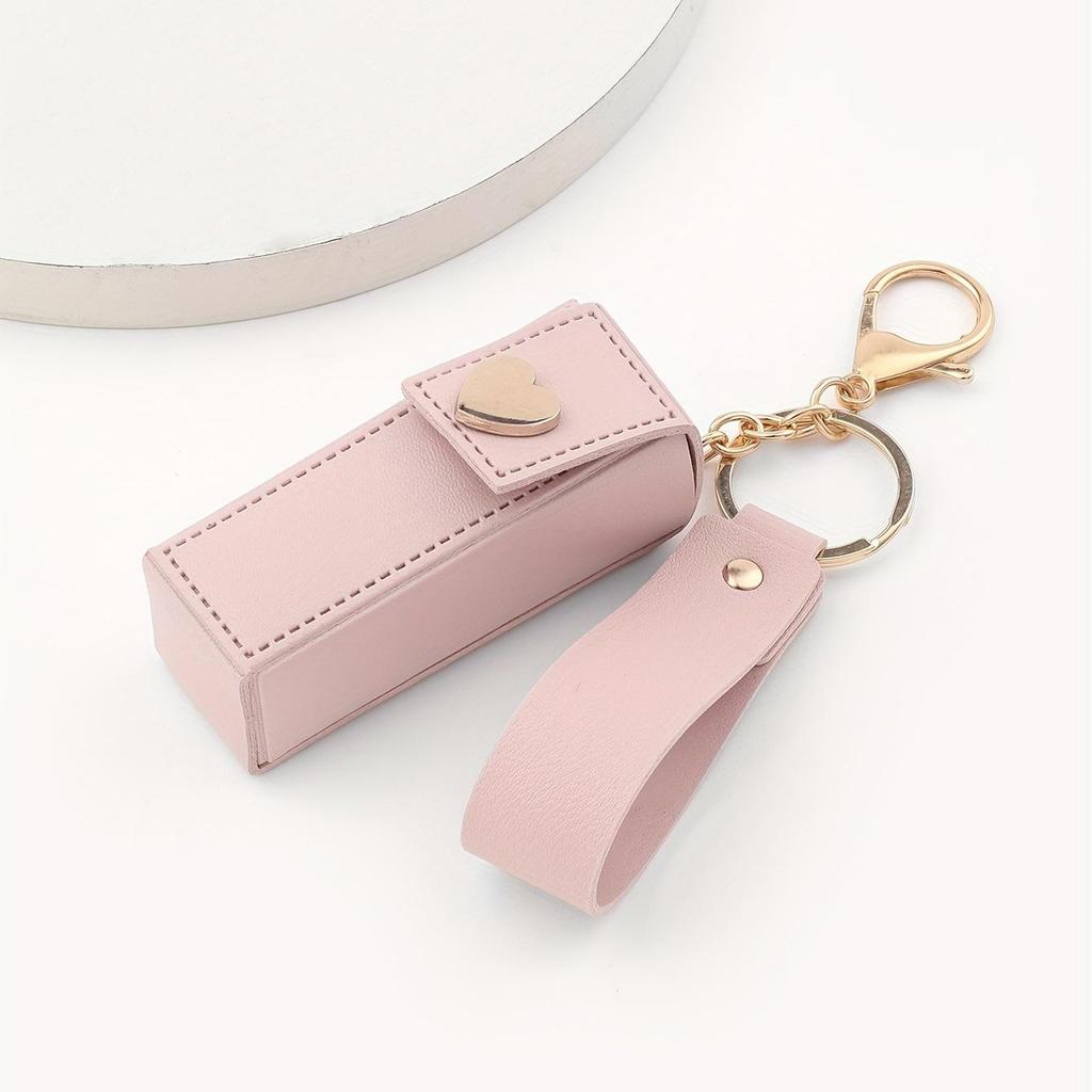 Love Lipstick Keychain Pendant: Thick Leather Car Accessory & Mini Storage Bag Gift Ornament