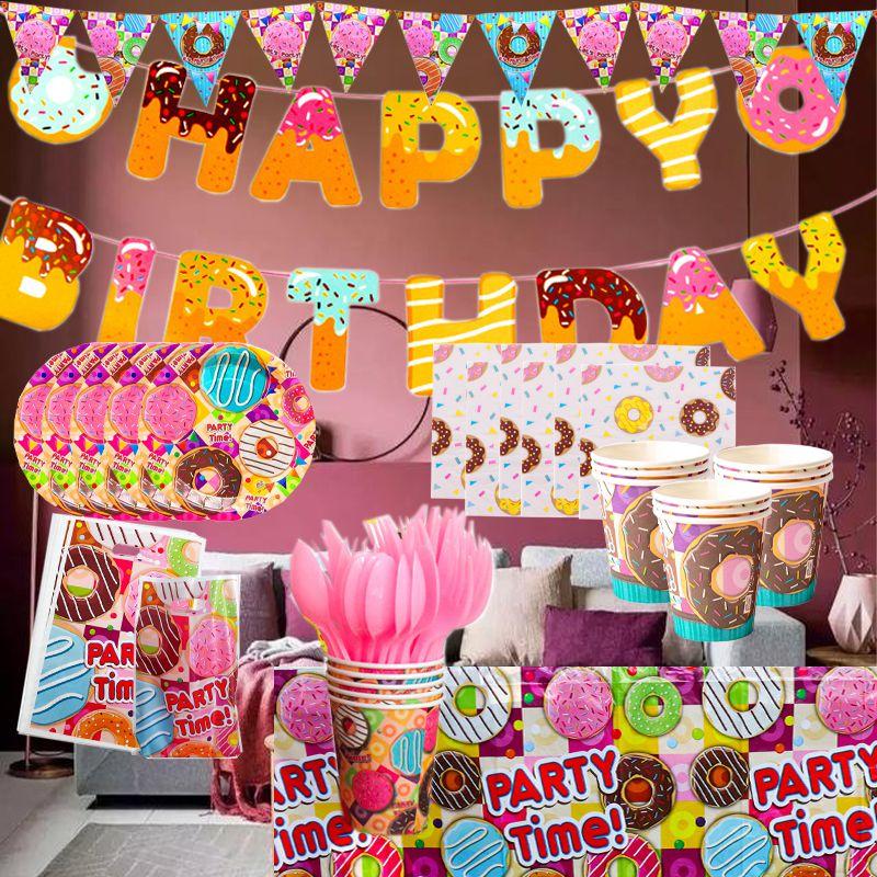 Delightful Donuts Theme Party Supplies For Kids Birthday With Plates Cups And Decor