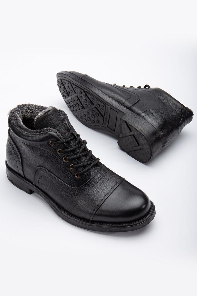 Men's Fashion Genuine Leather Thick Heeled Booties Bootie Cold And Waterproof Daily Zipper Boots Shoes