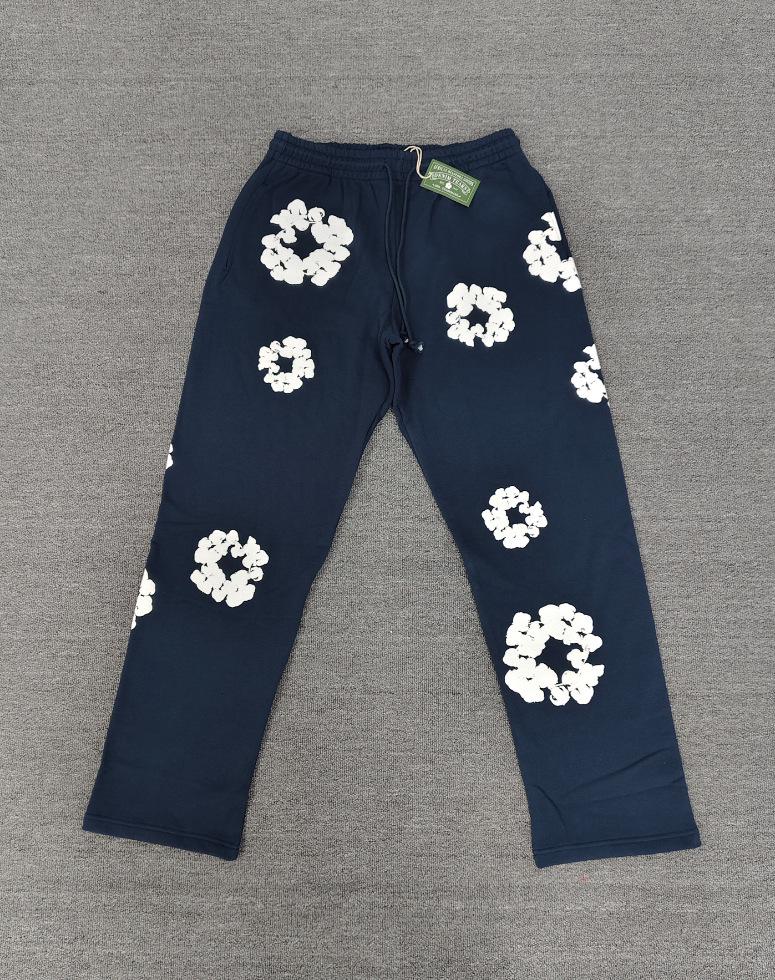 Худи из плотного хлопкового денима с цветочным принтом - Модная американская уличная куртка для мужчин