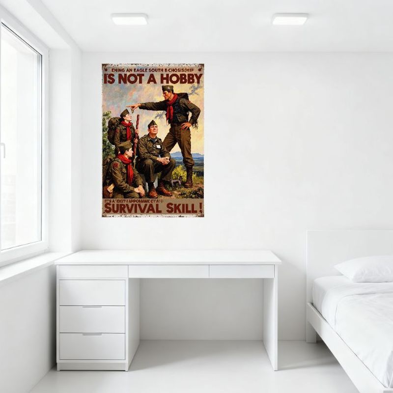 Винтажная военная разведка выживание металлическая табличка - Потертая металлическая текстура настенная табличка для мужской пещеры бара домашнего декора