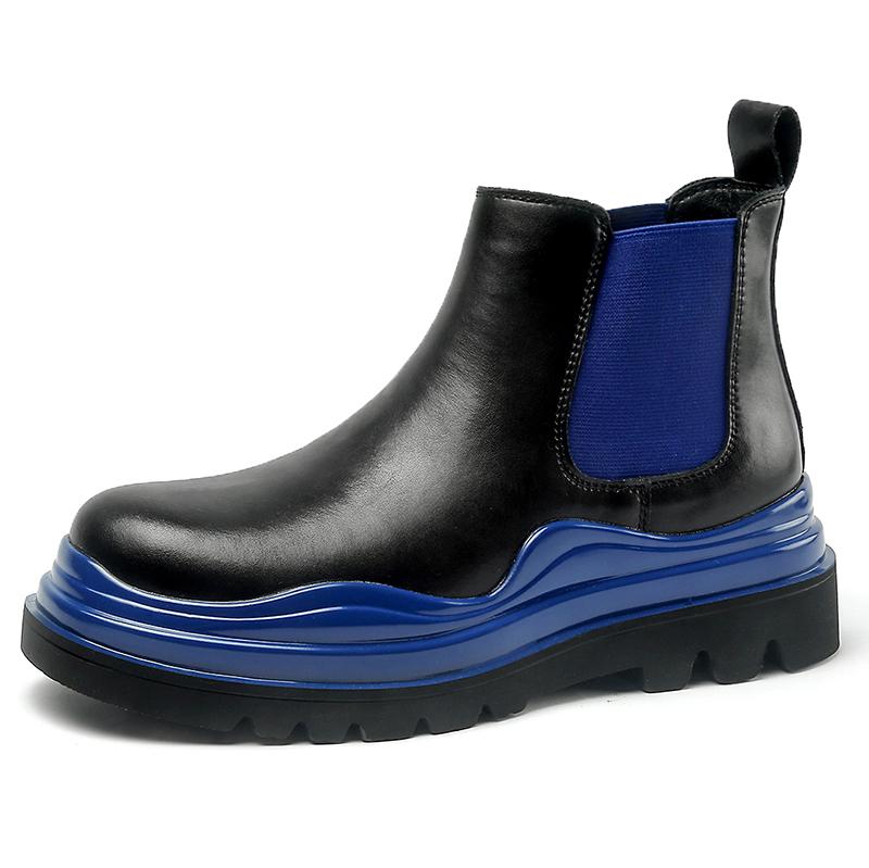 Модные новые ботинки на толстой подошве для мужчин Tide Ins Короткие ботинки Chelsea Мотоциклетные ботинки Ботинки Tooling Boots Высокие ботинки Slip On из натуральной кожи для мужчин