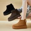 Зимние теплые ботинки для женщин из искусственной замши, нескользящие, на толстой платформе, ботильоны, женские удобные, с подкладкой из искусственного меха, короткие ботинки для ходьбы с застежкой-молнией