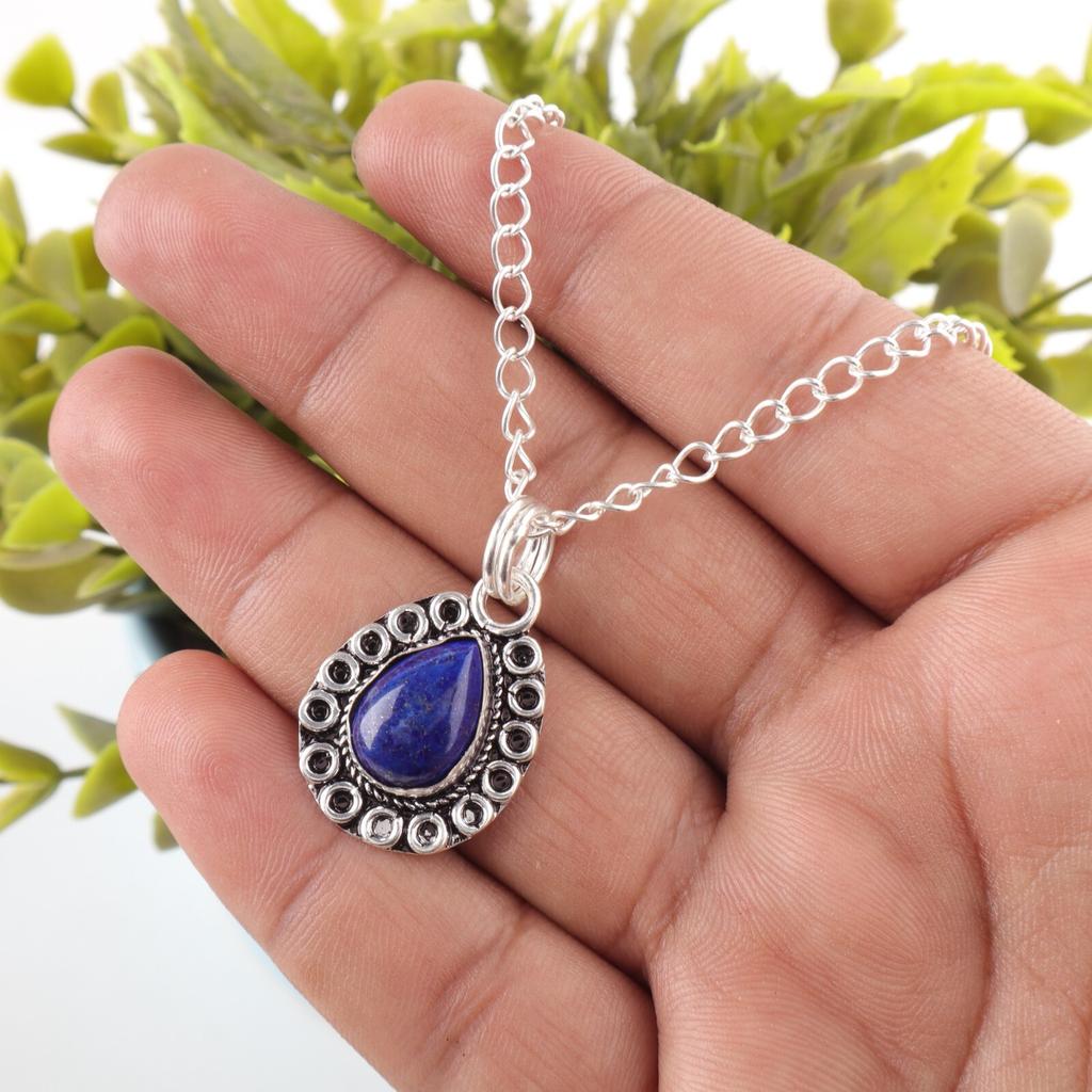 Предложение ко Дню дружбы Натуральный лазурит 925 стерлинговое серебро Новый кулон Ювелирное изделие PP-26-31