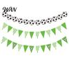 Durable Cardboard Banner Soccer Party Pennant Triangle Flags Balls Garland Sports Theme Reusable Football Hanging Paper Bunting for Fans Home Supplies