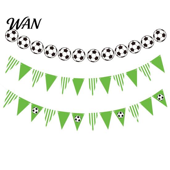 Durable Cardboard Banner Soccer Party Pennant Triangle Flags Balls Garland Sports Theme Reusable Football Hanging Paper Bunting for Fans Home Supplies