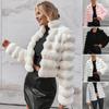 Winter Women Jacket Thick Faux Fur Solid Color Turn-down Collar Long Sleeves Heat Retention Outdoor Daily Wear Warm Coat