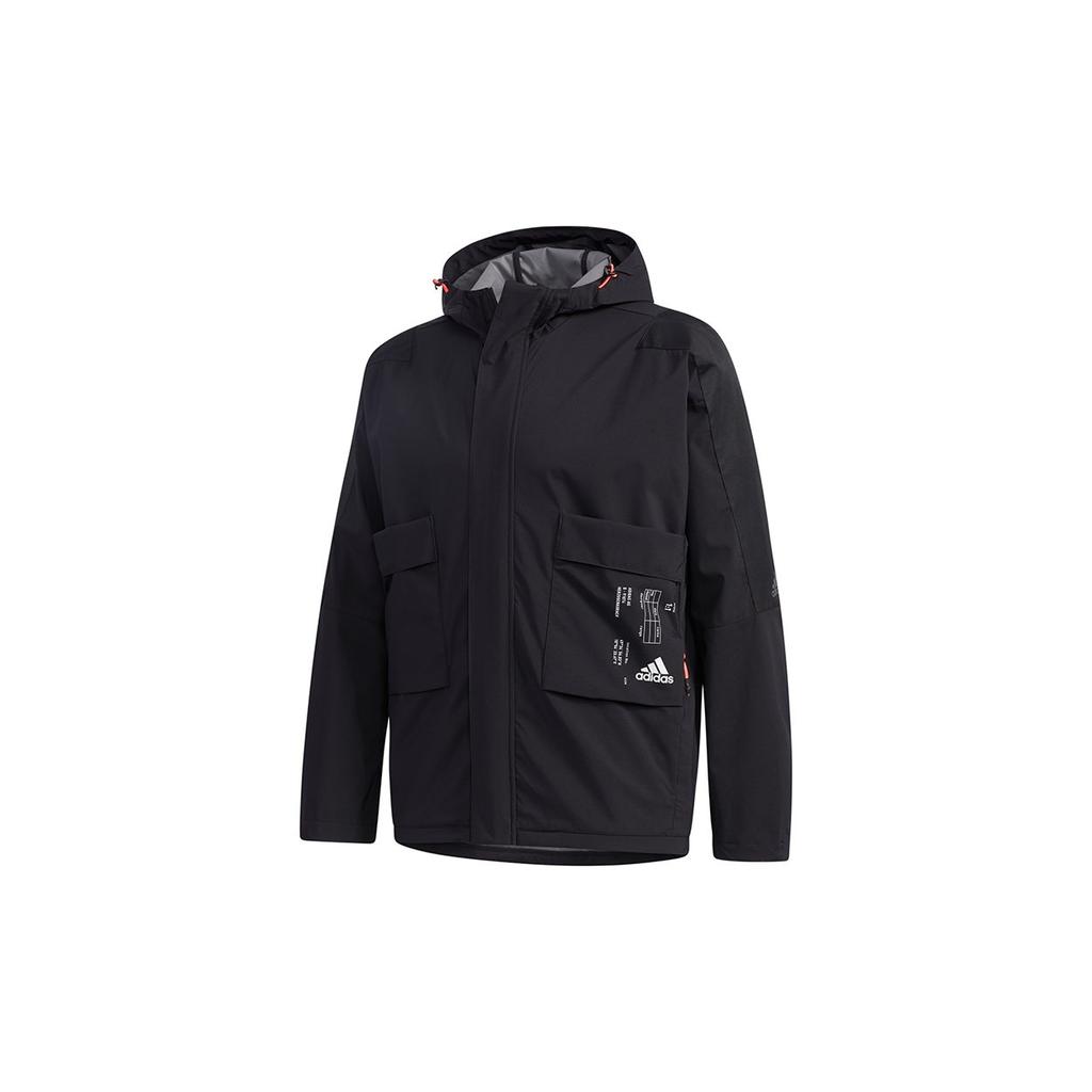 adidas Куртки Мужские Черные С Капюшоном Умеренные Рабочая Одежда FT6633