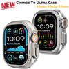 Металлический бампер-чехол для Apple Watch 45 мм 44 мм Защитная рамка-крышка для iWatch Серии 9 8 7 6 5 4 SE Преобразование в Ultra 3 2 49 мм