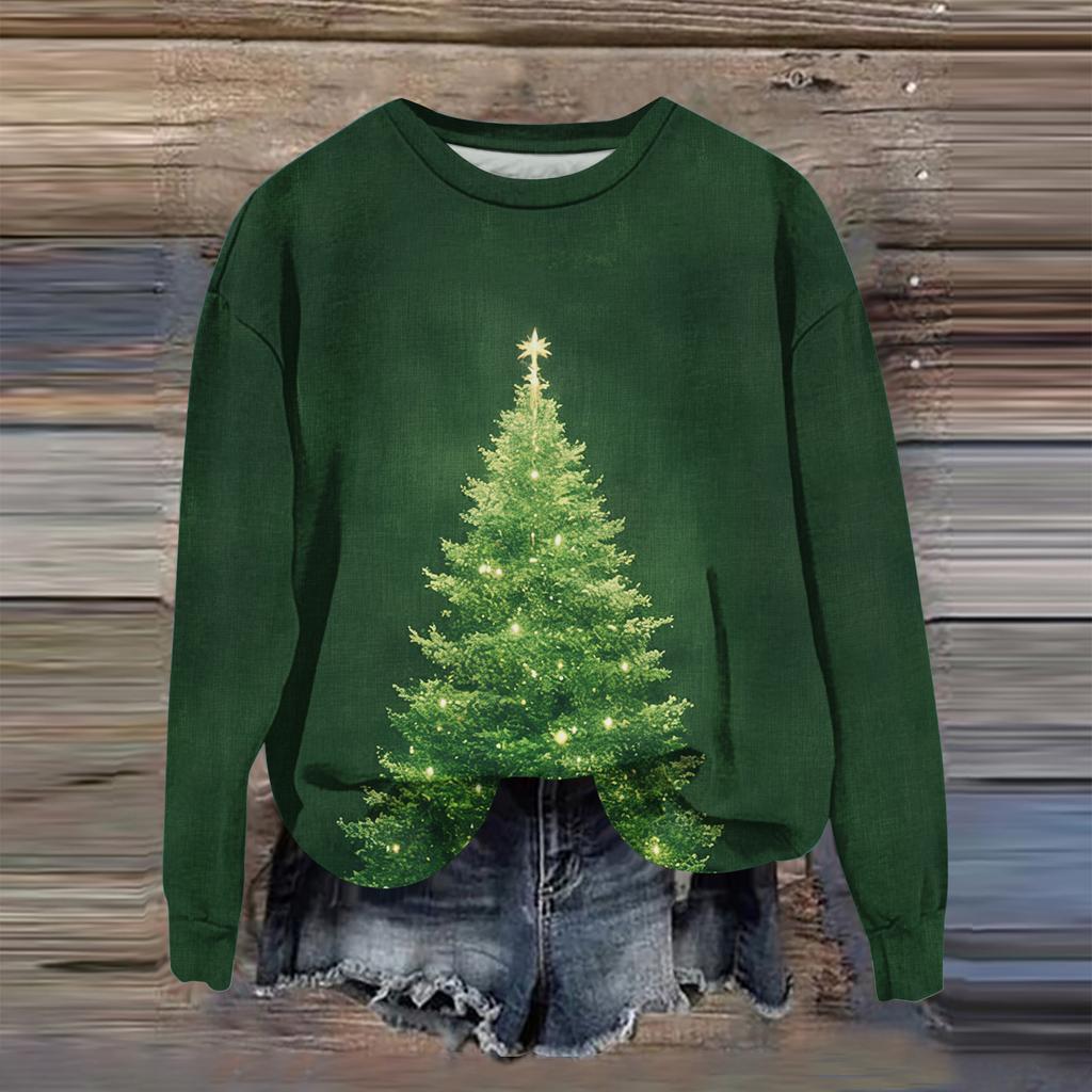 Women's Fashion Printed Long Sleeve Loose Round Neck Sweatshirt Top Fall