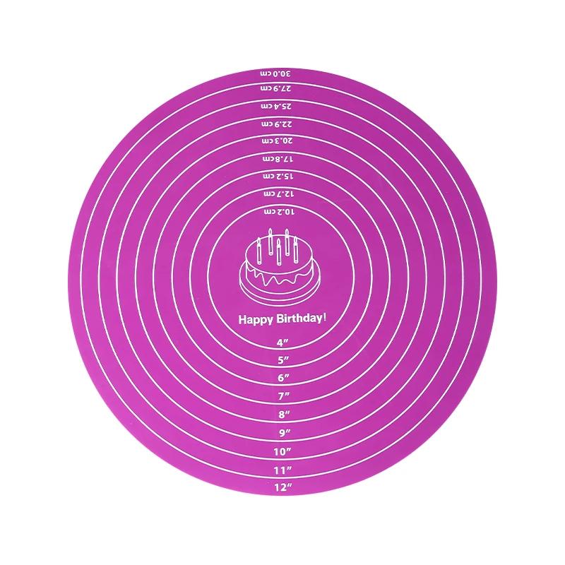 Круглый силиконовый коврик для выпечки диаметром 12 дюймов, поворотный коврик для торта, нескользящая подставка для торта, кухонный инструмент для выпечки пищевого класса