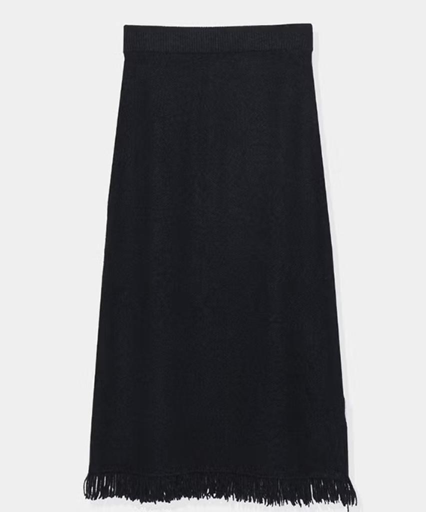 Ennitude Silk Tassel Knit Skirt_Charcoal 1 Type
