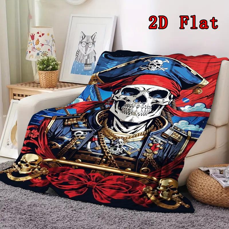 Pirate captain 2D Flat Pattern Flannel Blanket High quality All Seasons Warmth and Comfort Perfect for Christmas Gifts.