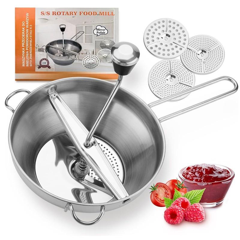 Stainless Steel Manual Food Mill Jam Mashed Potatoes Fruits Vegetables Handheld Kitchen Grinder Tool