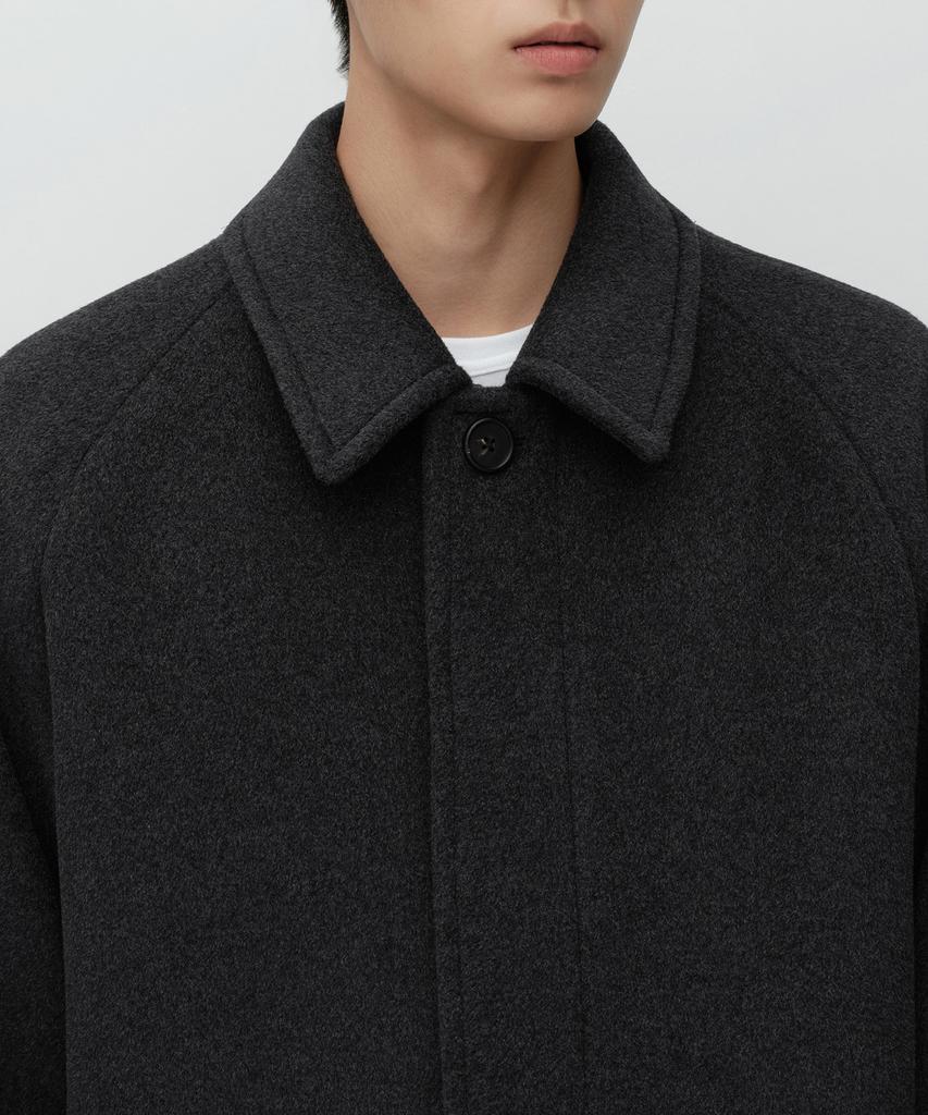 MUSINSA STANDARD Cashmere Blend Oversized Minimal Balmacaan Coat [Charcoal Grey]