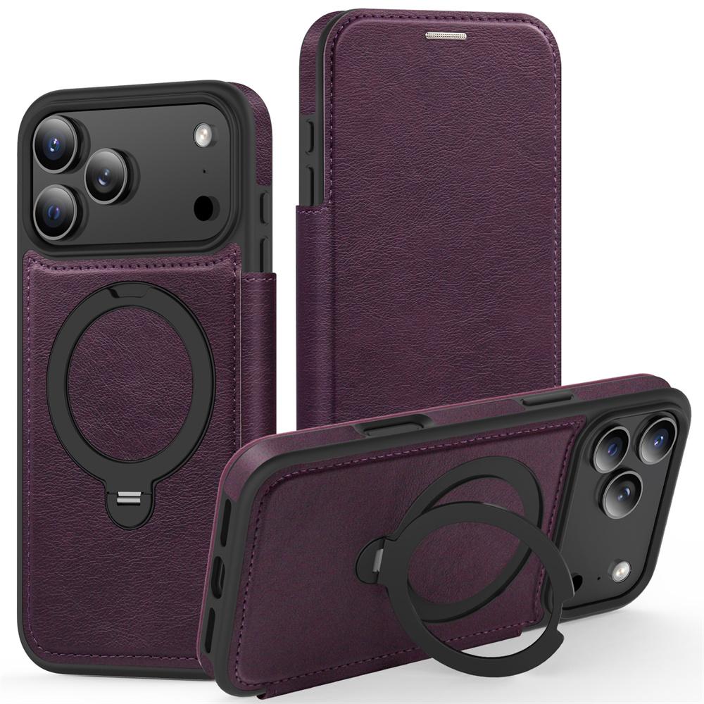 Кожаный чехол-книжка с магнитом для iPhone 17 16 15 14 13 12 11 Pro Max Air 16e Plus Магнитная подставка Слот для карт Кошелек