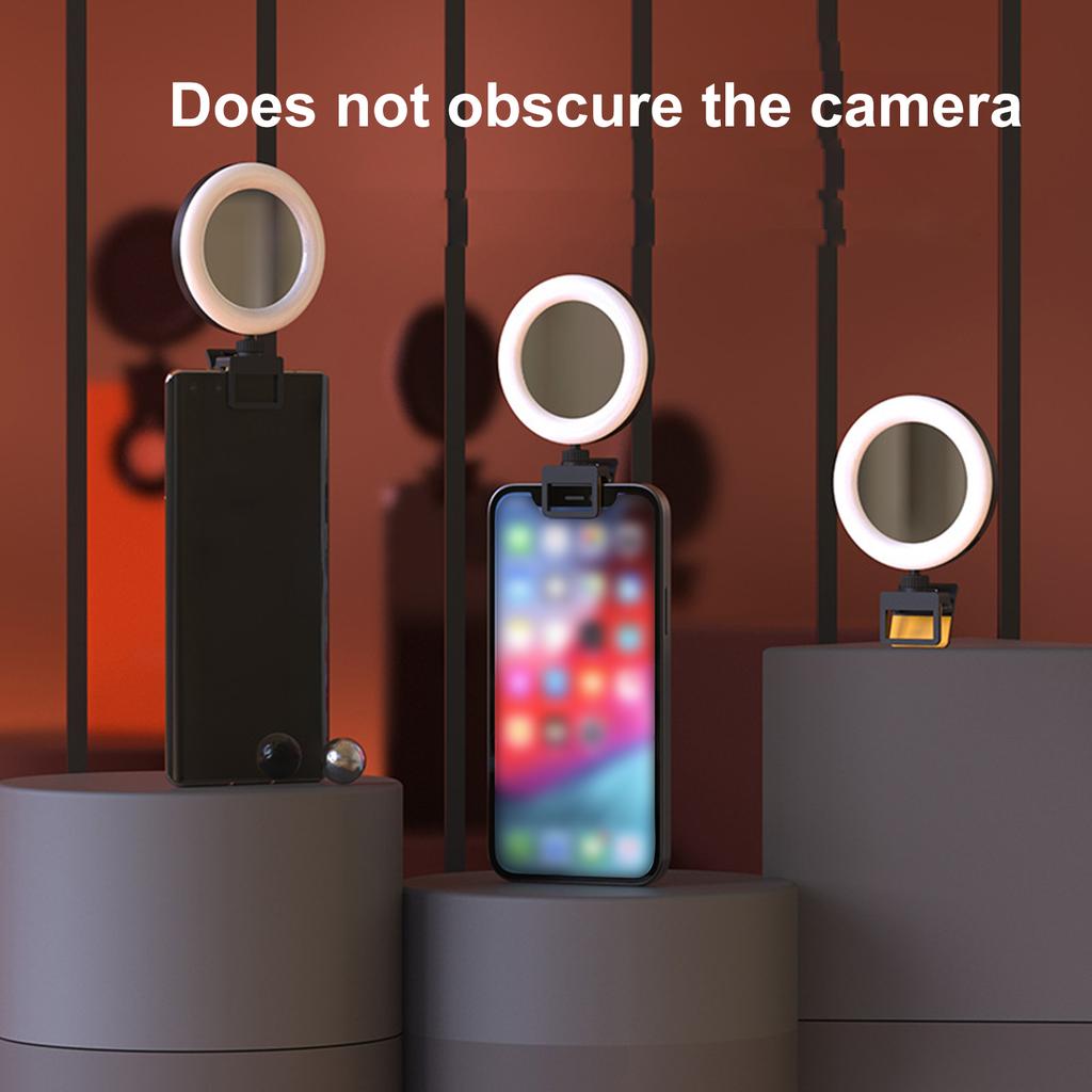 Заполняющий светильник для селфи для мобильного телефона, портативный светильник для красоты, с зажимом, с USB-управлением, 3 цвета, температура