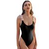 Women's European & American Solid Color One-Piece Swimsuit with Lace Shoulder Straps & Floral Backless Design