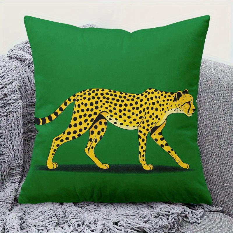 Pillowcase pc Cheetah Walking Printed Holiday Theme Cushion Cover with Hidden Zipper Suitable for Sofa Living Room Office