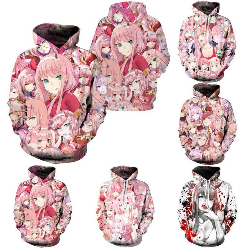 Уютное и стильное аниме худи унисекс с рисунком Zero Two из Darling In The Franxx