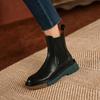 Mature Concise Women Ankle Boots Basic Genuine Leather Platforms Thick Heels Round Toe Casual Working Shoes Woman 2024 Autumn