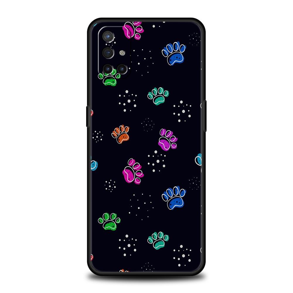 Cute Cat Dog Paw Love Phone Case For OnePlus 12 11 10 9 8 7 7T Pro 12R 10R 9RT 9R 8T Nord N100 N200 N10 2T CE 2 5G Black Cover