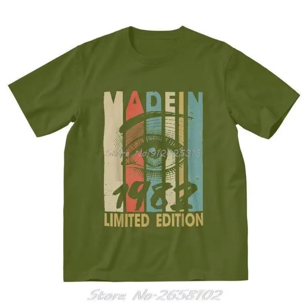 Ретро футболка 'Сделано в 1982' Ограниченный выпуск Футболка Подарок на день рождения Футболки Мужская одежда Оверсайз Унисекс Топы Уличная одежда